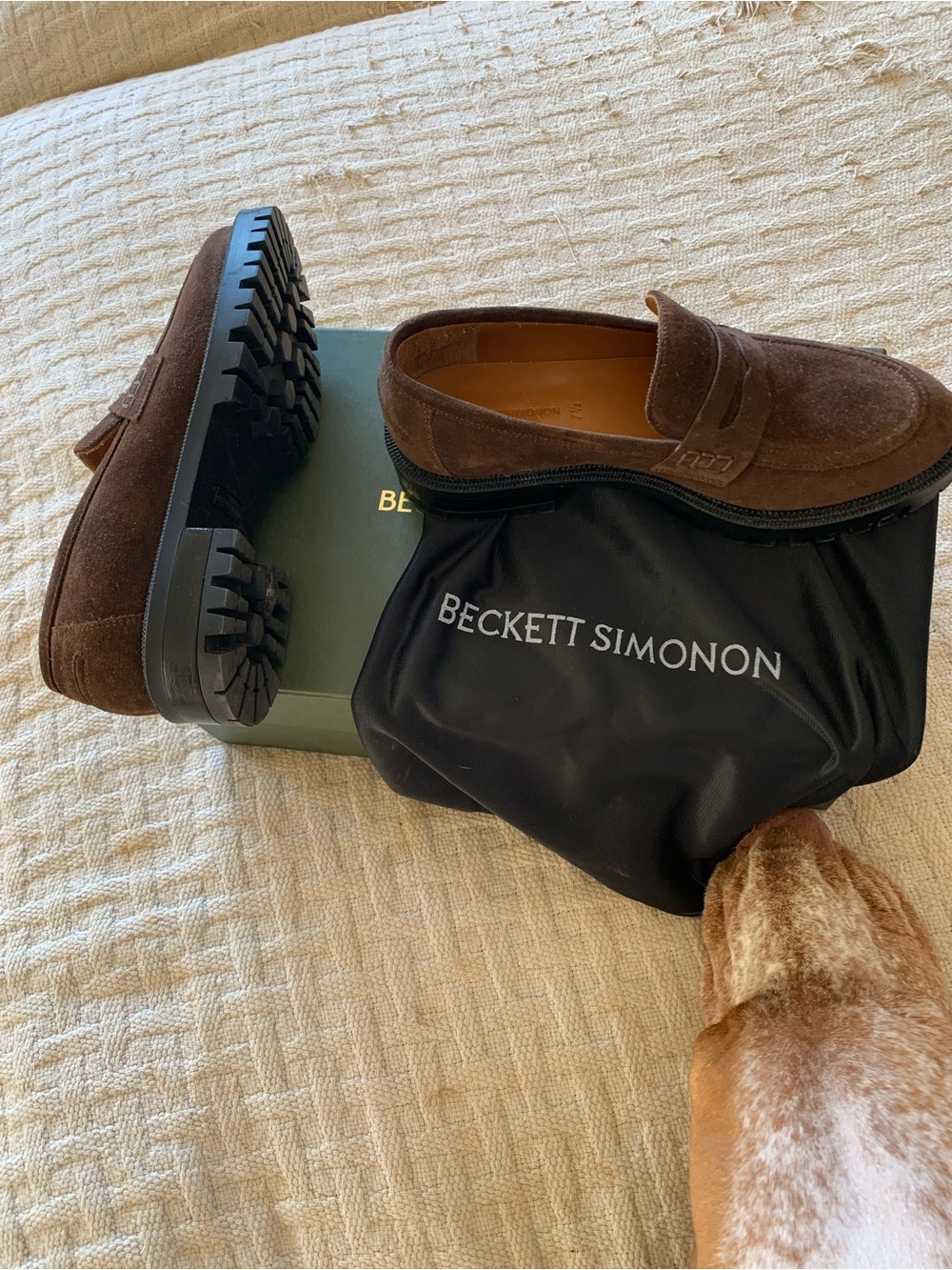Beckett Simonon Brown Suede Lug Sole Penny Loafers